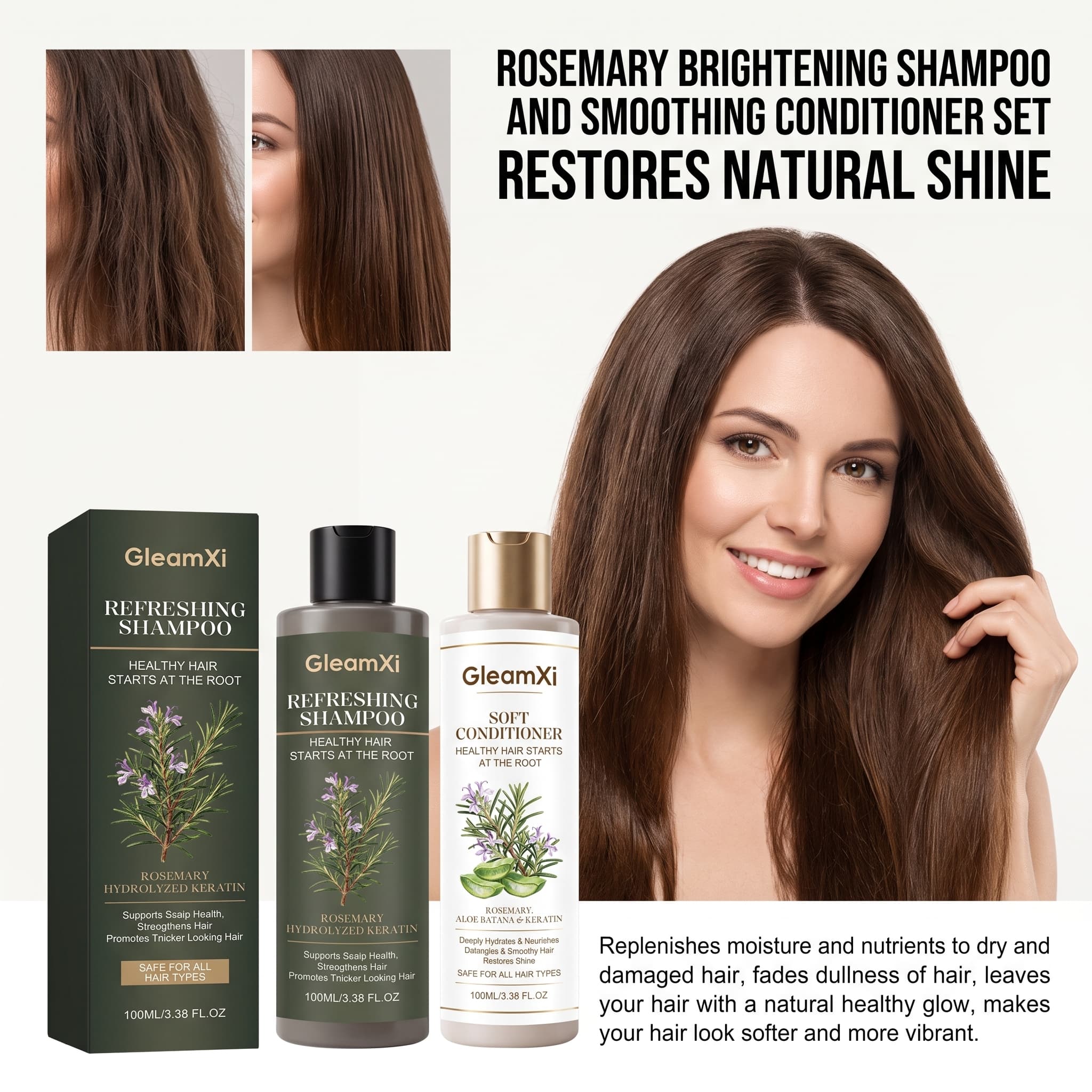 Hair Care Keratin Shampoo - Набор шампунь и кондиционер с розмарином: