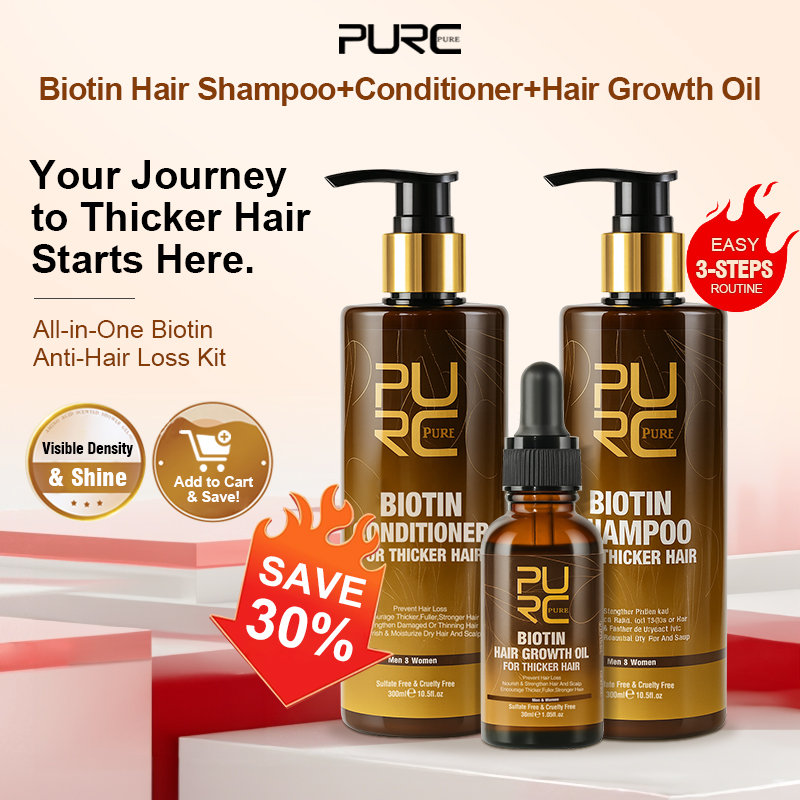 Hair Care Keratin Shampoo - PURC биотин, масло для роста волос,