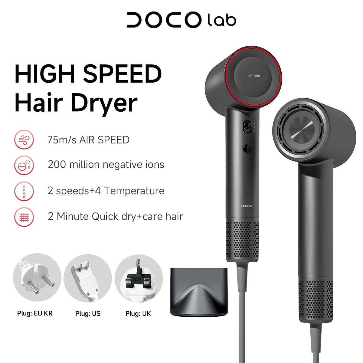 Фен DOCO: Высокоскоростной (75 – обзор и цена Hair Care Lab